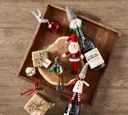 Reindeer Felt Wine Topper