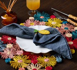 Handwoven Lemon Napkin Rings - Set of 4