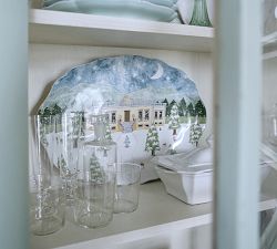 Nutcracker Handcrafted Stoneware Land of Snow Oval Platter