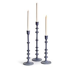 Open Box: Fia Metal Candle Holders, Set of 3 - Aged Zinc