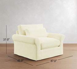 PB Comfort Modern Roll Arm Deep Seat Slipcovered Chair and a Half