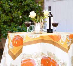 Pumpkin Printed Cotton Round Tablecloth