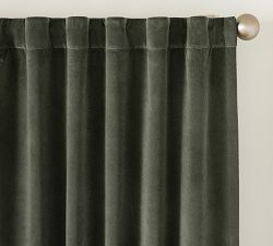 Custom Velvet Twill Blackout Curtain - Moss