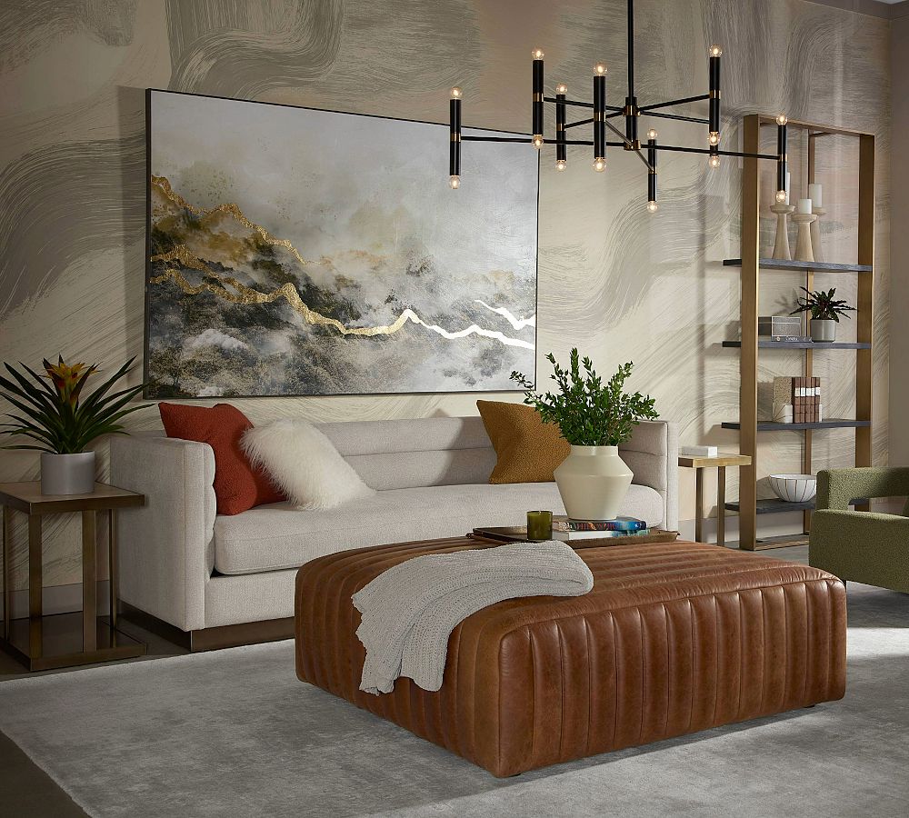 Oakdale Square Leather Ottoman by Pottery Barn
