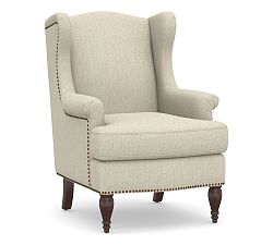 Open Box: Soma Delancey Upholstered Wingback Armchair, Polyester Wrapped Cushions - Chenille Basketweave Oatmeal