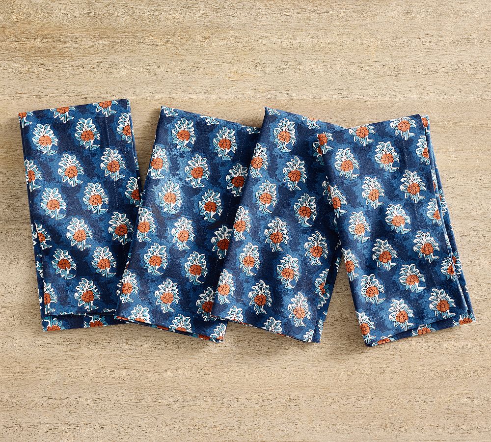 Amaya Block Print Organic Cotton Napkins - Set of 4