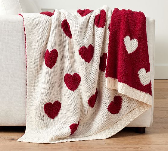 Heart Jacquard Knit Throw by Pottery Barn