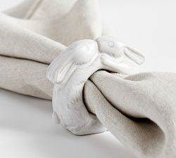 Rustic Bunny Stoneware Napkin Rings - Set of 4
