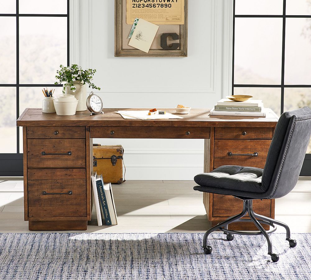 Rustic Reclaimed Wood Executive Desk (70") by Pottery Barn