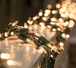 9' Clear Incandescent Garland Lights With Green Wire