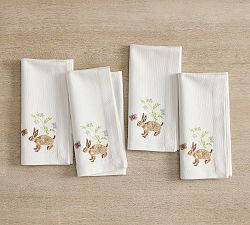 Bunny Embroidered Cotton Napkins - Set of 4