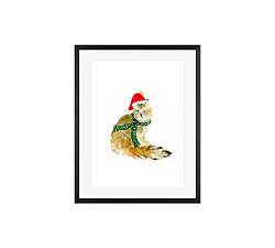 Festive Cat in Hat Framed Print