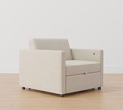 Open Box: Pacifica Square Arm Upholstered Pull Up Armchair Sleeper, Polyester Wrapped Cushions - Basketweave Slub Oatmeal