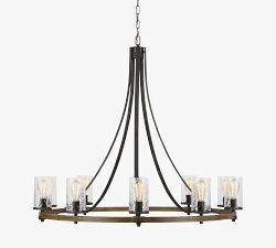 Steffens Iron &amp; Textured Glass Chandelier (24"-48")