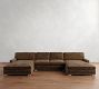 Turner Square Arm Leather Double Chaise Sectional (136"&ndash;169")