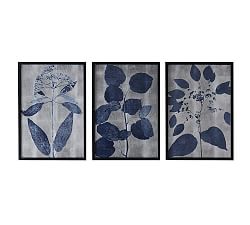 Indigo Silver Leaf Framed Prints