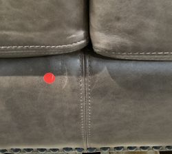 Open Box: Build Your Own Turner Square Arm Deep Seat Leather Sectional, Right Sofa with Nailheads - Gravel Chocolate, Dark Walnut Legs