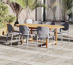 Nassau 7-Piece Teak Oval Dining Table Set