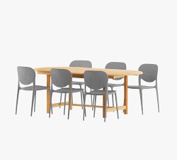 Nassau 7-Piece Teak Oval Dining Table Set