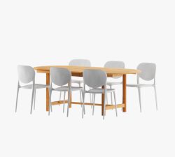 Nassau 7-Piece Teak Oval Dining Table Set