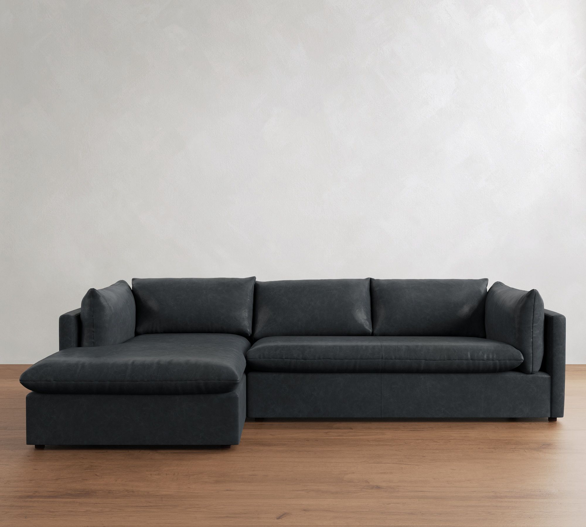 Palmetto Leather Chaise Sectional (121") - thumbnail 4