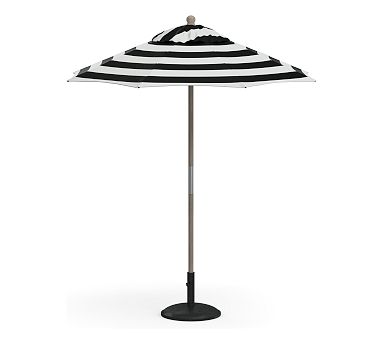 6' round patio umbrella 6' Round Outdoor Umbrella with Eucalyptus Tilt Pole in Driftwood Finish, Sunbrella ; Gray/Slate