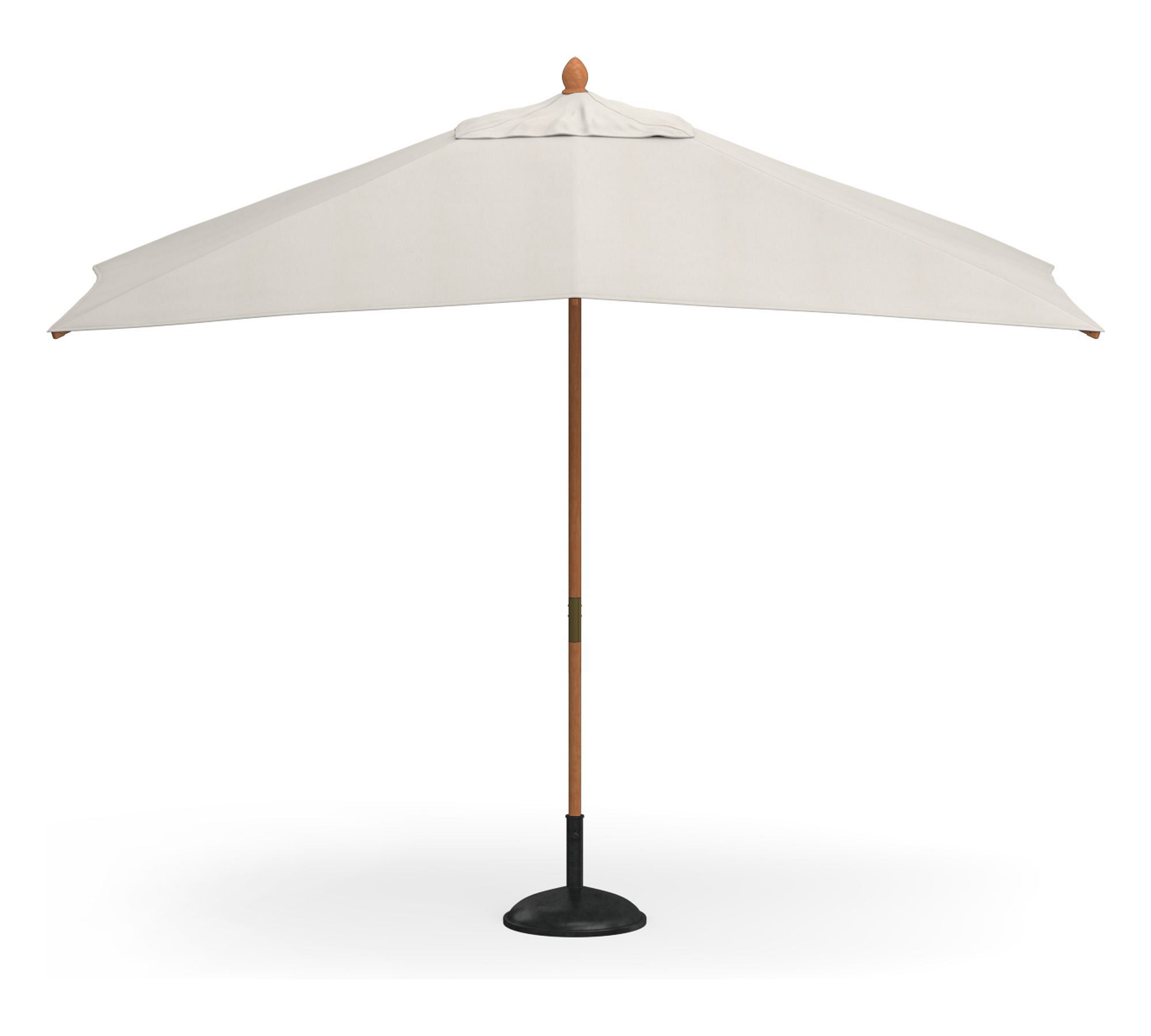 canvas rectangular patio umbrella Rectangular Outdoor Premium Umbrella w/ Teak Pole, Performance Sunbrella Rain; Beige/Natural