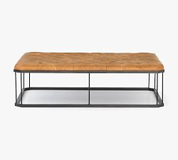 Open Box: Cruz Leather Tufted Ottoman - Butterscotch