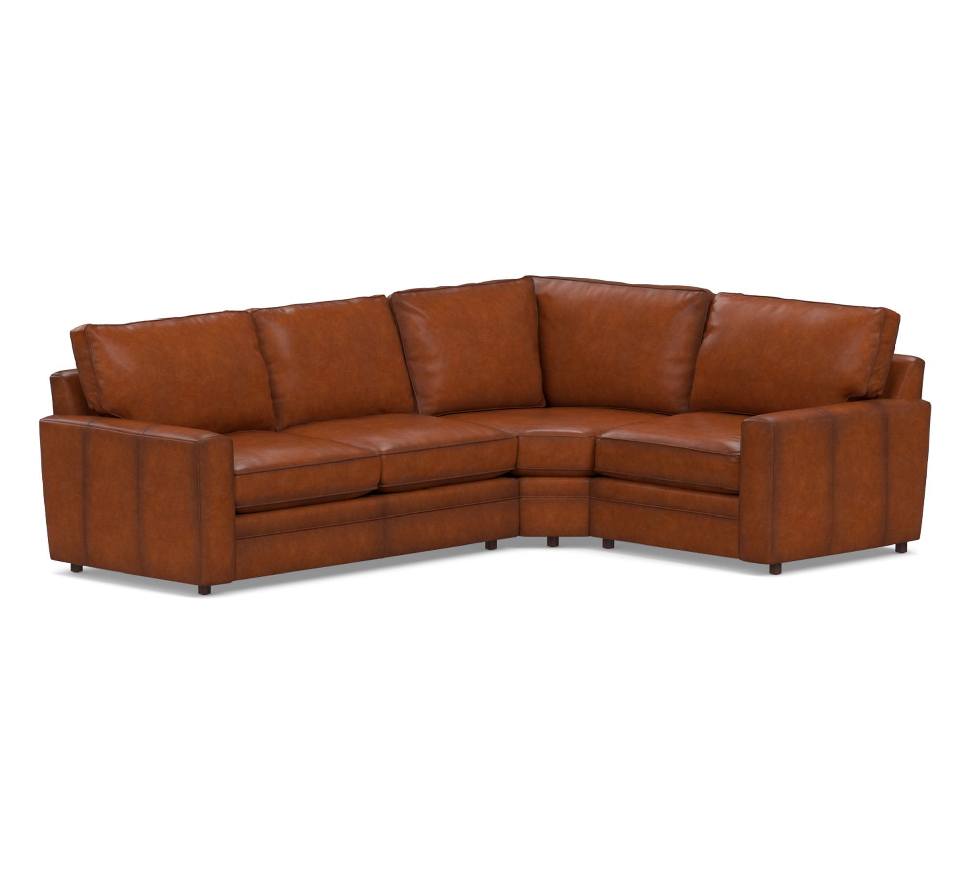 Pearce Square Arm Leather 3-Piece Wedge Sectional (120")