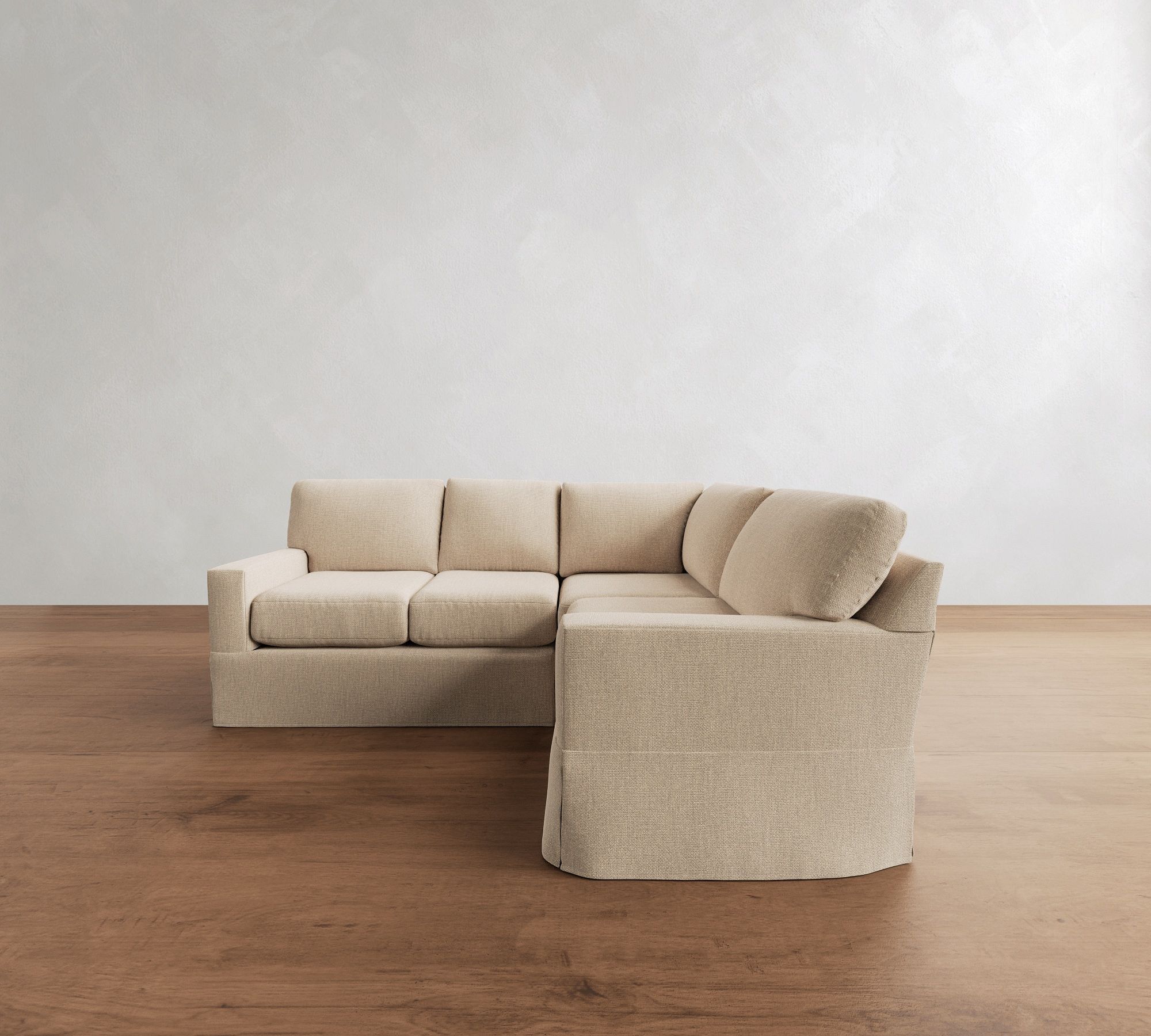 Buchanan Modern Square Arm Slipcovered 3-Piece Sectional (93")