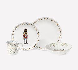 Nutcracker Handcrafted Stoneware 16 Piece Dinnerware Set, Pasta Bowl