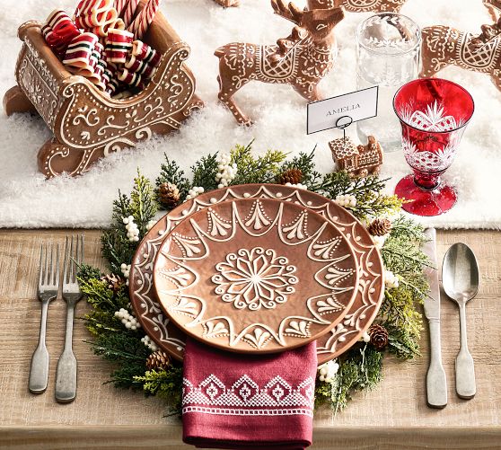 Gingerbread Stoneware Salad Plates - Set of 4 by Pottery Barn
