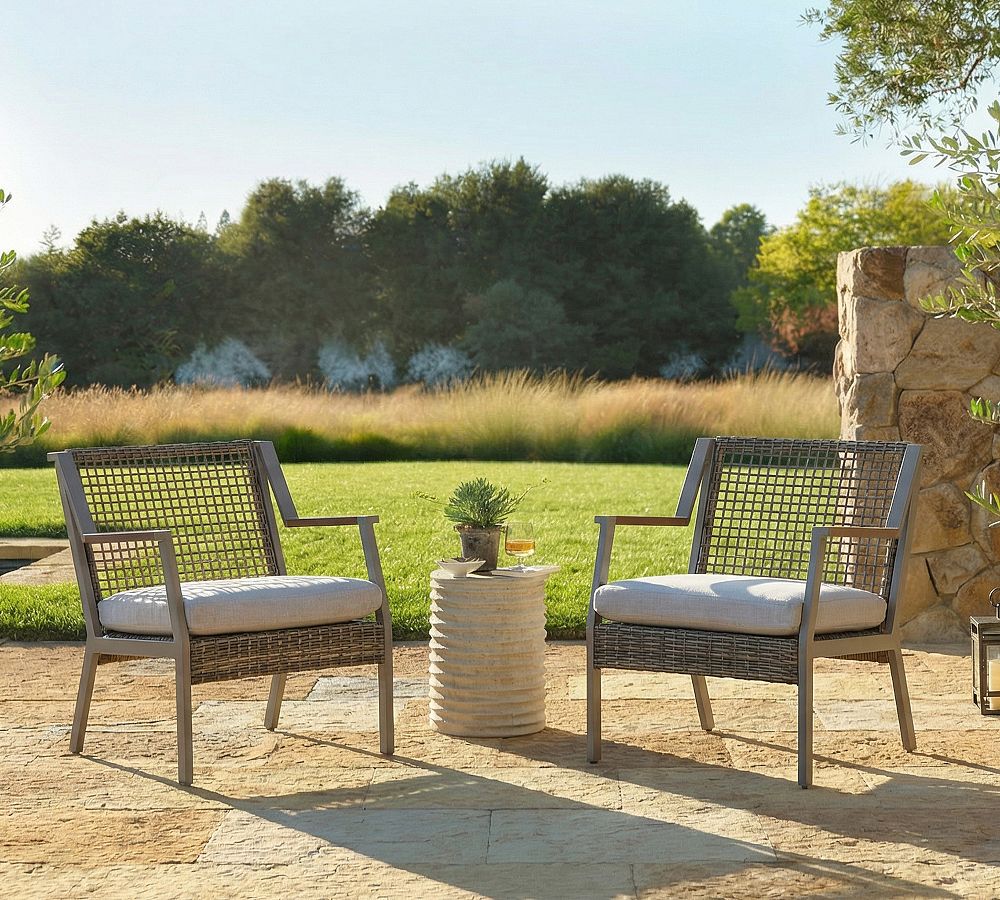 Klein Wicker Outdoor Lounge Chairs, Set of 2 by Pottery Barn