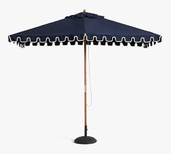 Scalloped Rectangular Teak Umbrella with Brass Accents (10')