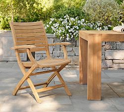 Maya Folding Teak Outdoor Dining Armchairs, Set of 2