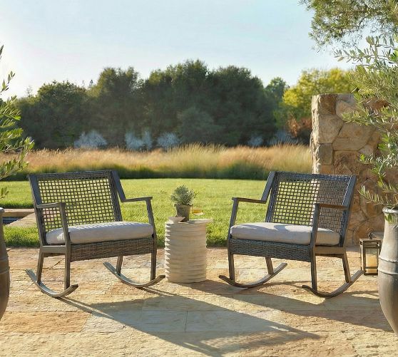 Klein Wicker Rocking Outdoor Lounge Chairs, Set of 2 by Pottery Barn