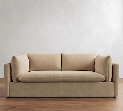 Open Box: Palmetto Square Arm Leather Sofa with Bench Cushion (89") - Nubuck Sand