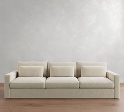 Open Box: Westwood Square Arm Deep Seat Grand Sofa (125"), 3X3 - Sunbrella Performance Slub Tweed Pebble