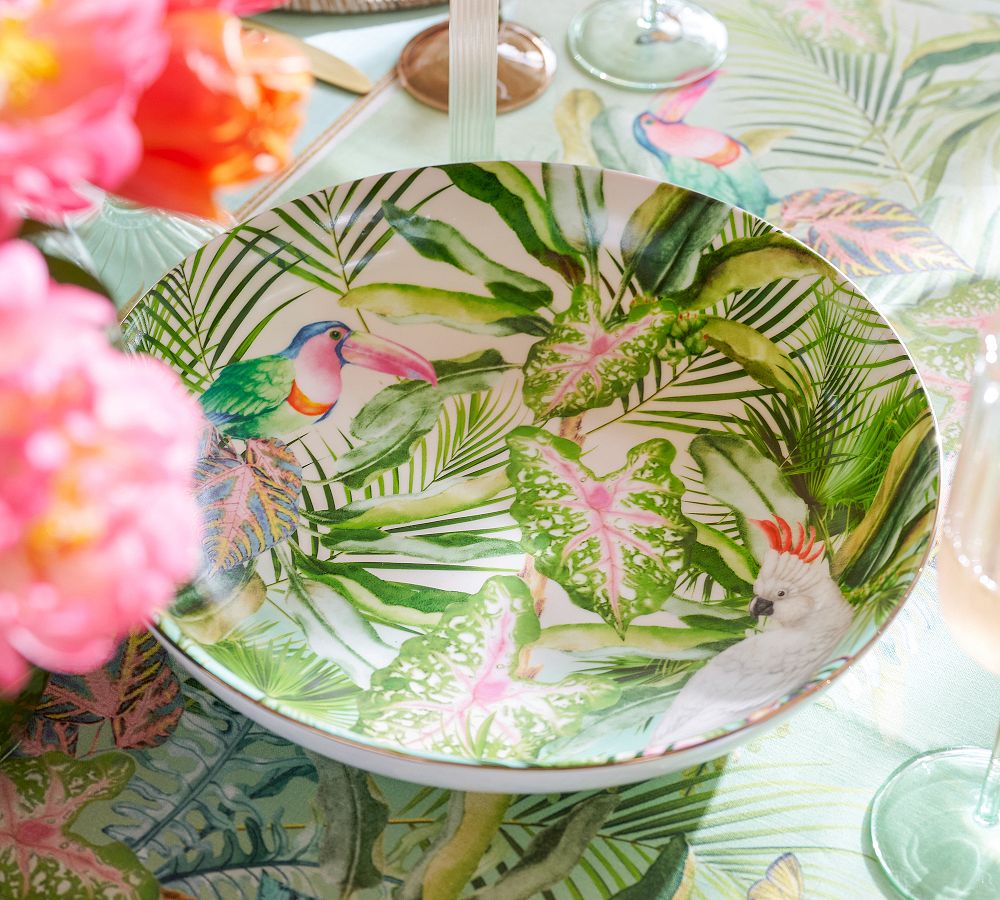 Cynthia Rowley Tropical Toucan Stoneware Serving Bowl by Pottery Barn