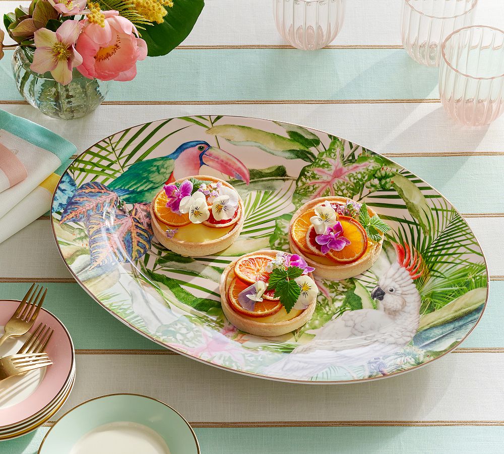 Cynthia Rowley Tropical Toucan Stoneware Serving Platter by Pottery Barn