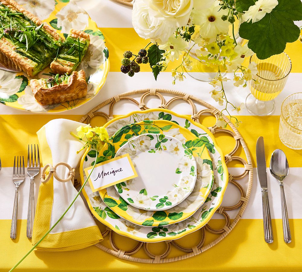 Monique Lhuillier Riviera Floral Melamine Dinnerware Collection by Pottery Barn