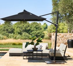 10' Rectangular Cantilever Outdoor Patio Umbrella - Rustproof Aluminum Frame with Base