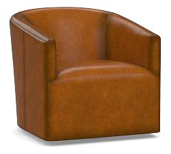 Open Box: Baldwin Leather Swivel Chair - Burnished Bourbon