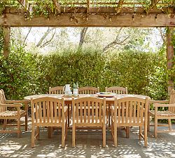 Nassau 9-Piece Teak Oval Outdoor Table &amp; Placid Teak Dining Armchair Set