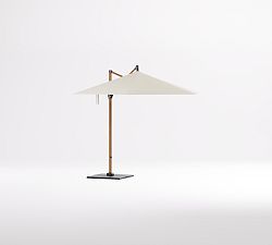 10' Round Cantilever Outdoor Patio Umbrella - Faux Wood with Base