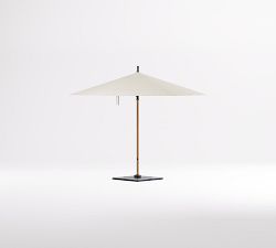 10' Round Cantilever Outdoor Patio Umbrella - Faux Wood with Base