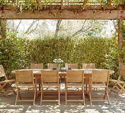 Nassau 11-Piece Teak Oval Outdoor Table with Maya Folding Dining Chair Set