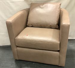 Open Box: Ayden Barrel Arm Leather Swivel Chair (32") - Churchfield Taupe