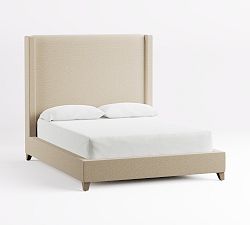 Open Box: Harper Non-Tufted Upholstered Bed without Nailheads, Queen, Tall Headboard (65") - Performance Boucle Oatmeal, Seadrift