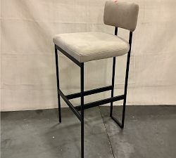 Open Box: Lowen Leather Bar Stool (31") - Nubuck Sand, Bronze